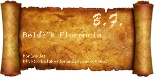 Belák Florencia névjegykártya